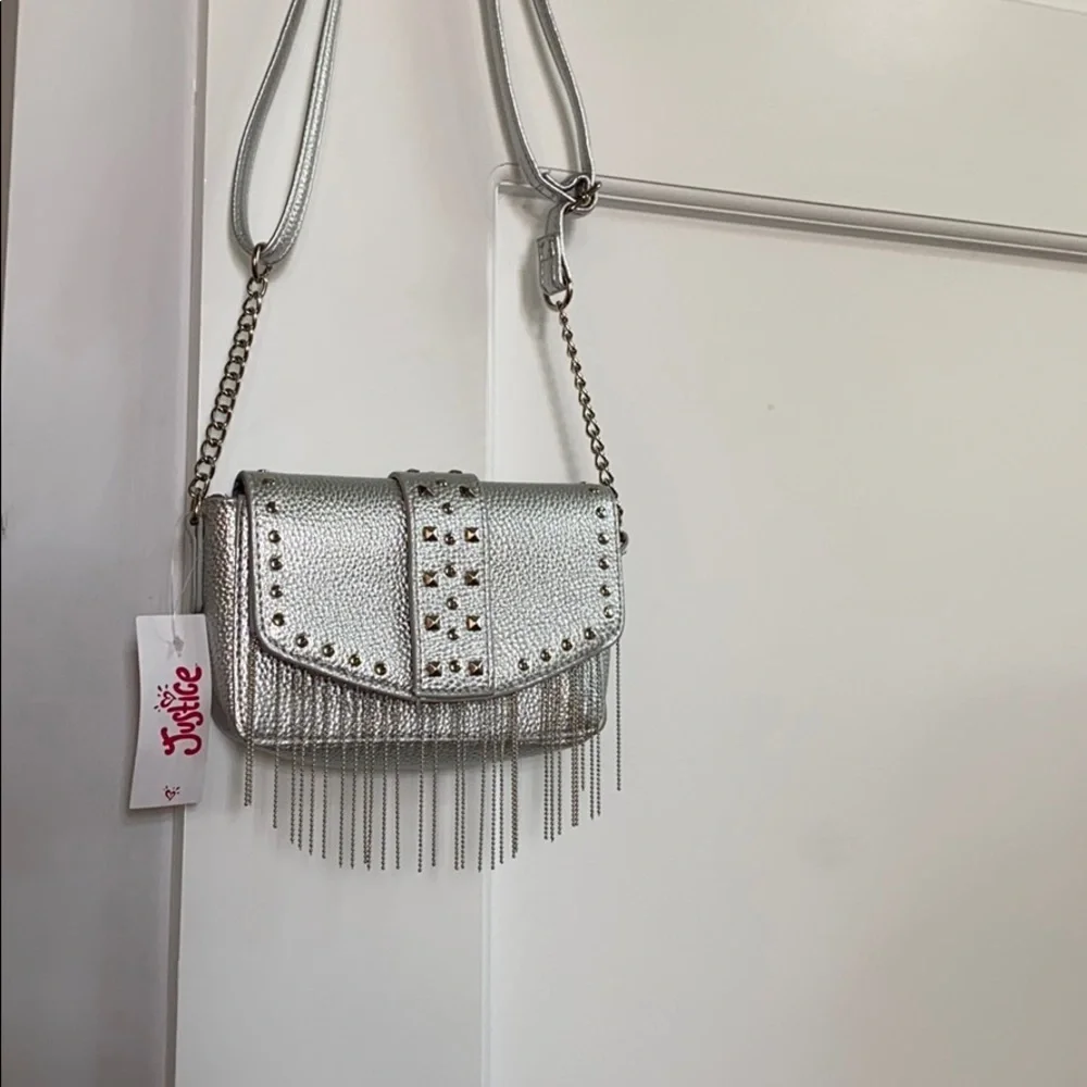 Justice NWT Purse with Silver Chain Studs/tassels